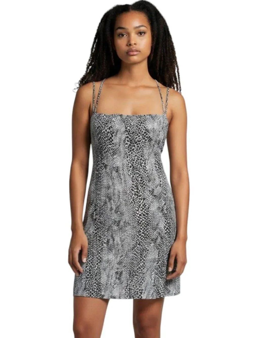 Free People Intimately Snake Print Boho Slip Mini Dress Strappy Open Back Sz M